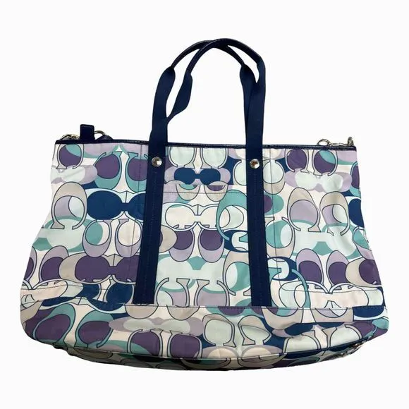 COACH F77285 COACH OP ART PRINT BLUES WEEKENDER DUFFLE