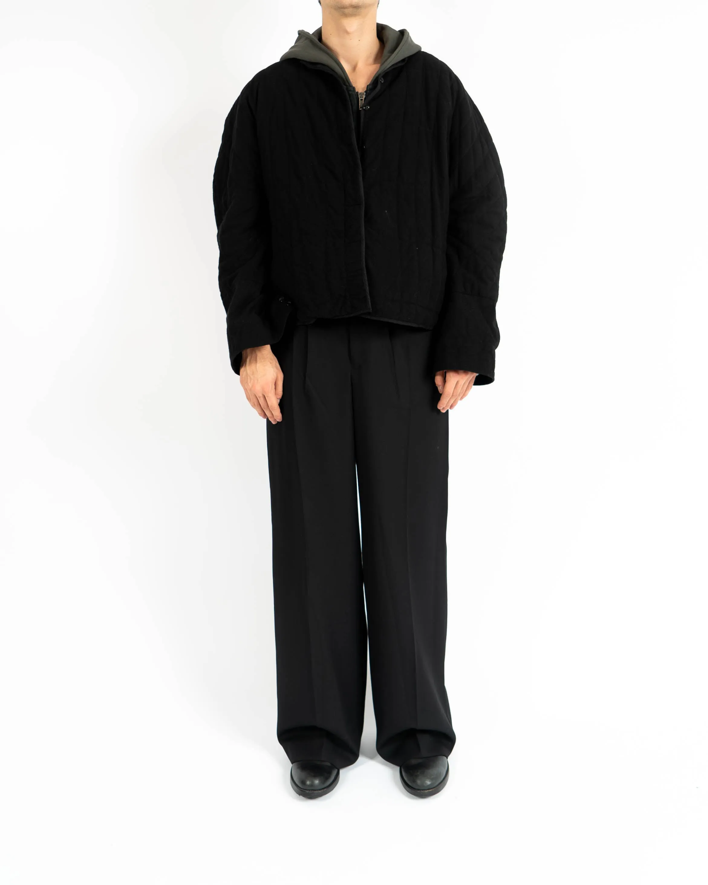 FW17 Black Quilted Mandarin Shirt Jacket