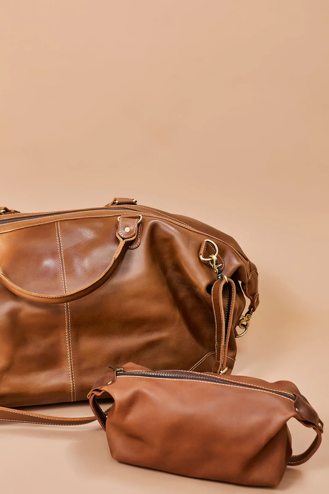 Guzzo Leather Duffle Bag - Almond Brown