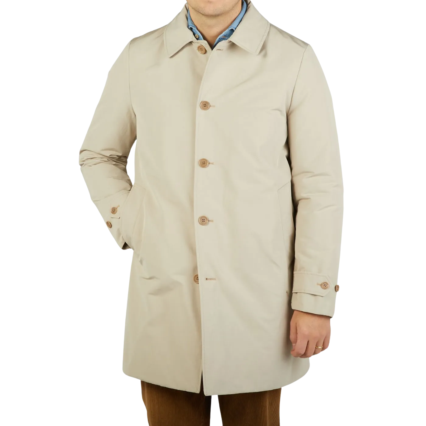 Light Beige Cotton Thermore Impermeabile Coat