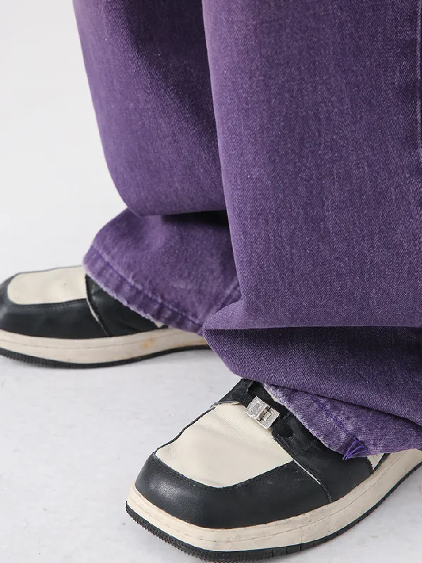 Men's Retro Colored Wide Leg Straight Washed Jeans