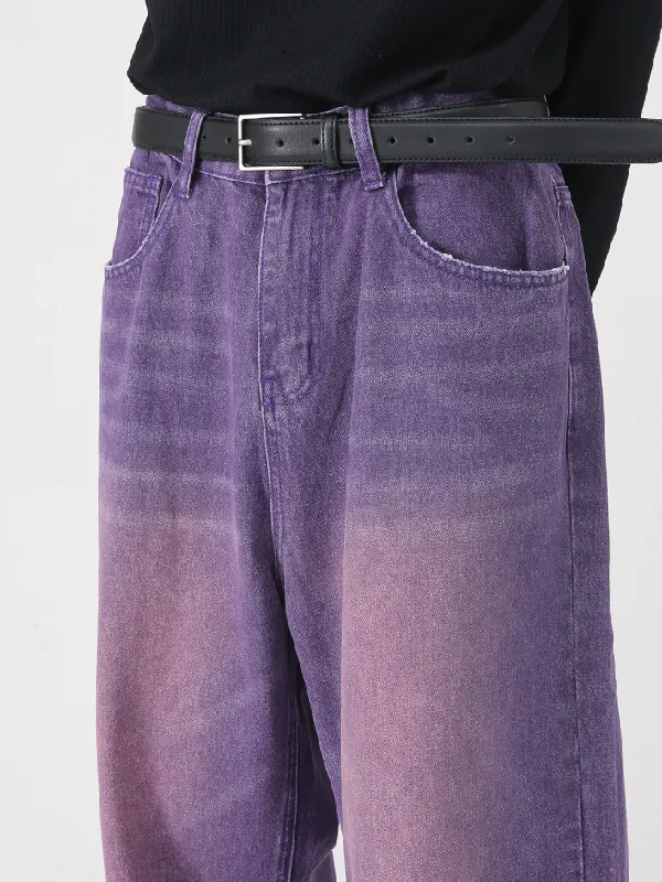 Men's Retro Colored Wide Leg Straight Washed Jeans