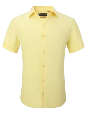 Men's Yellow short sleeve shirt stretch material By Suslo Couture