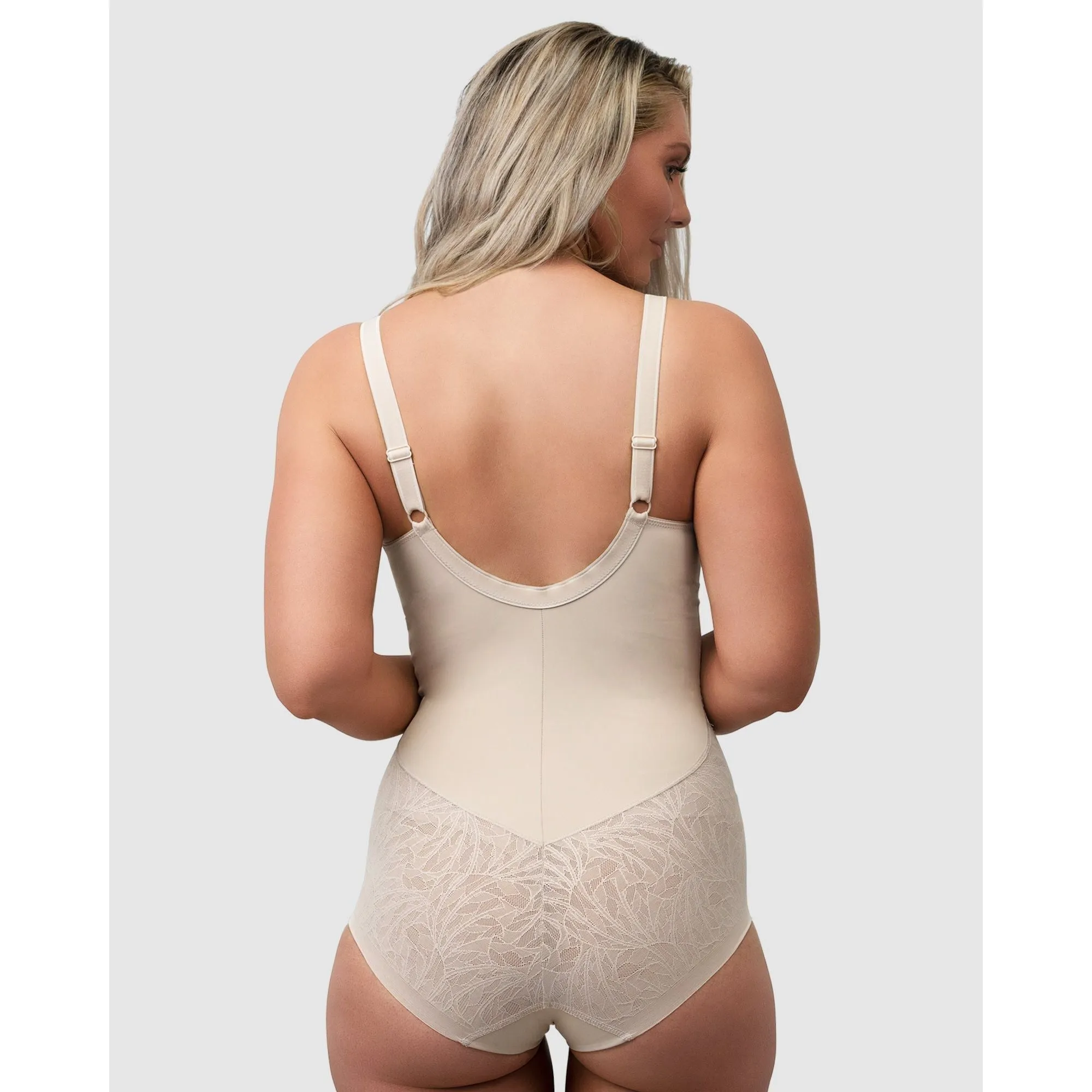 Minimiser Cup Shaping Bodysuit With Lace-Light Beige