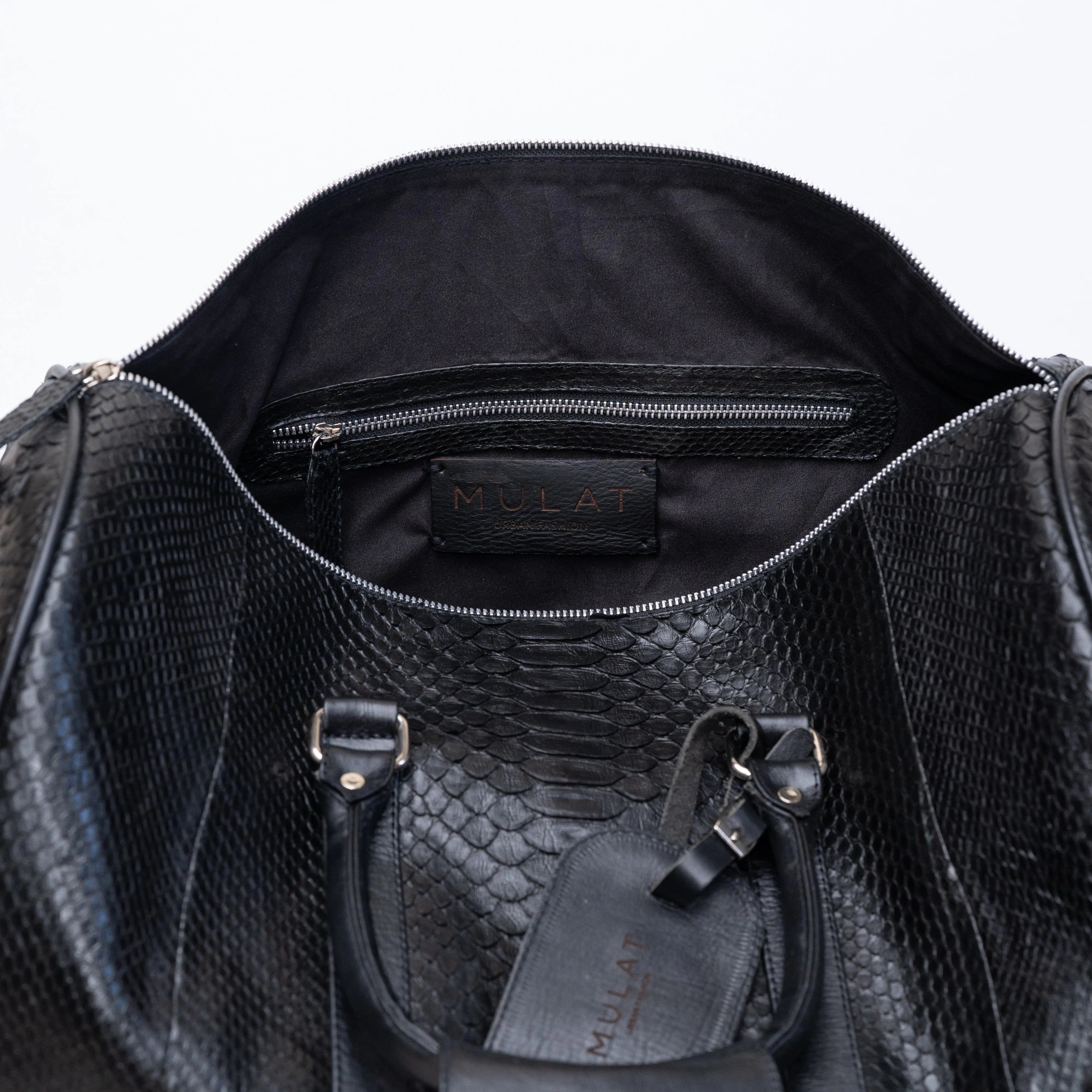 MULAT Black Python Duffel Bag