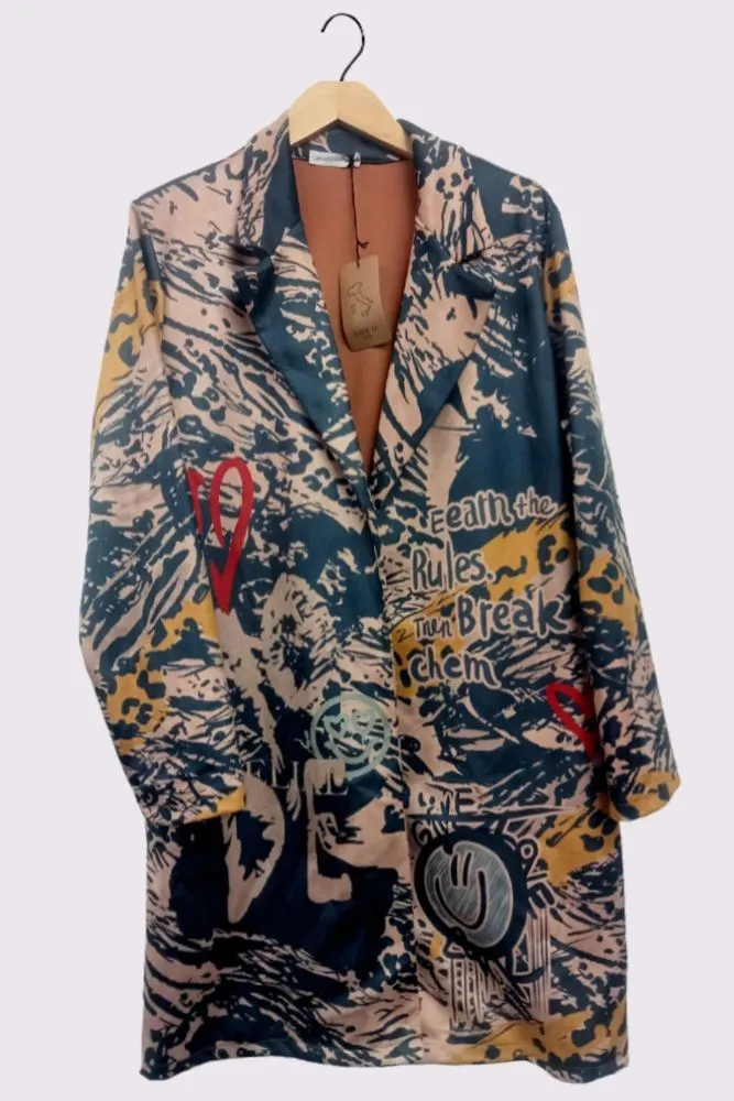 Multi Pattern Oversized Long Coat