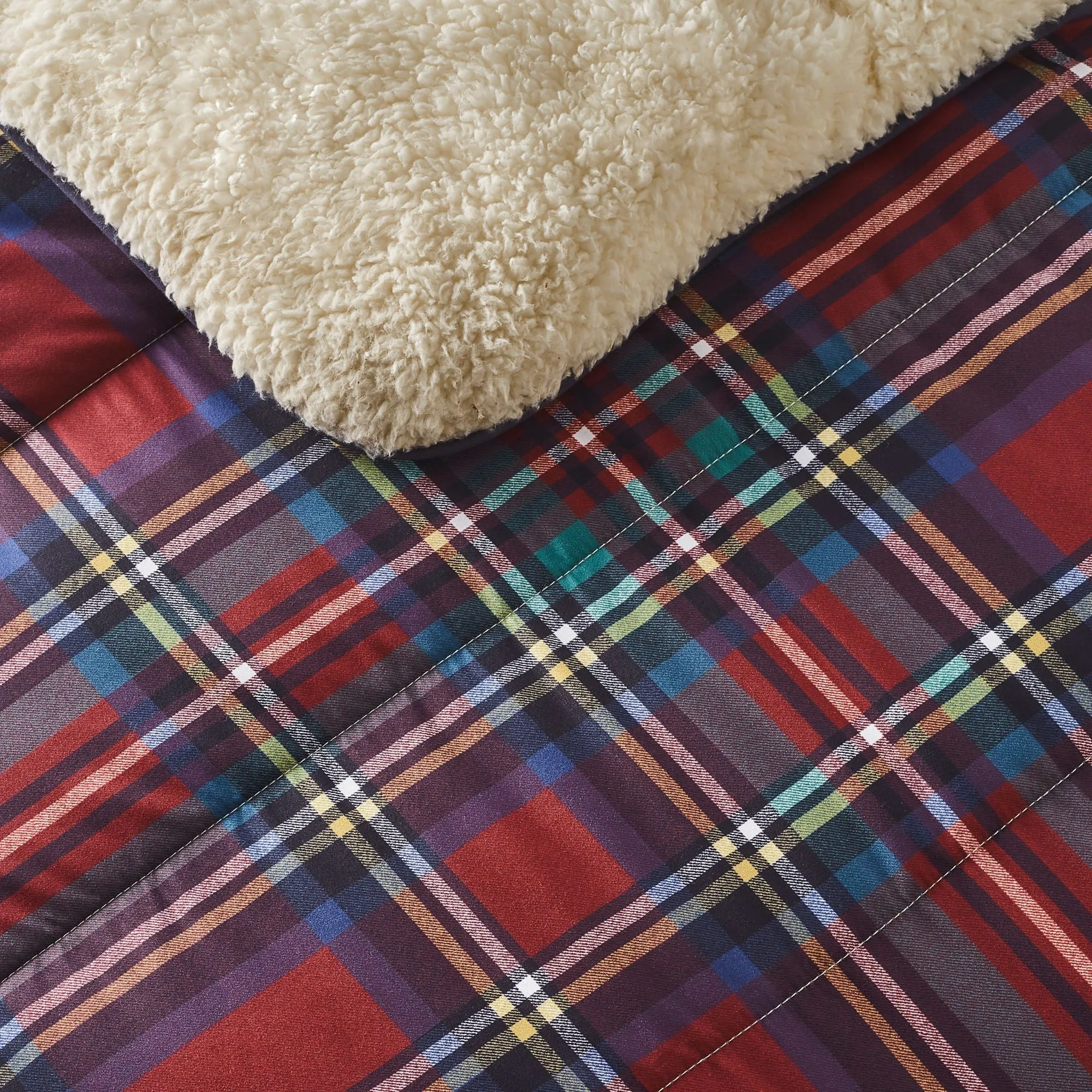 Night Lark® Cosy Sherpa Throw Classic Tartan Berry Red