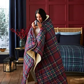 Night Lark® Cosy Sherpa Throw Classic Tartan Berry Red