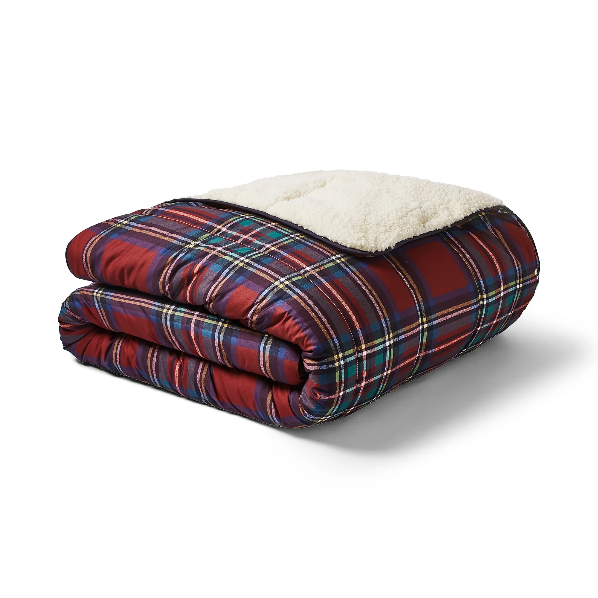 Night Lark® Cosy Sherpa Throw Classic Tartan Berry Red