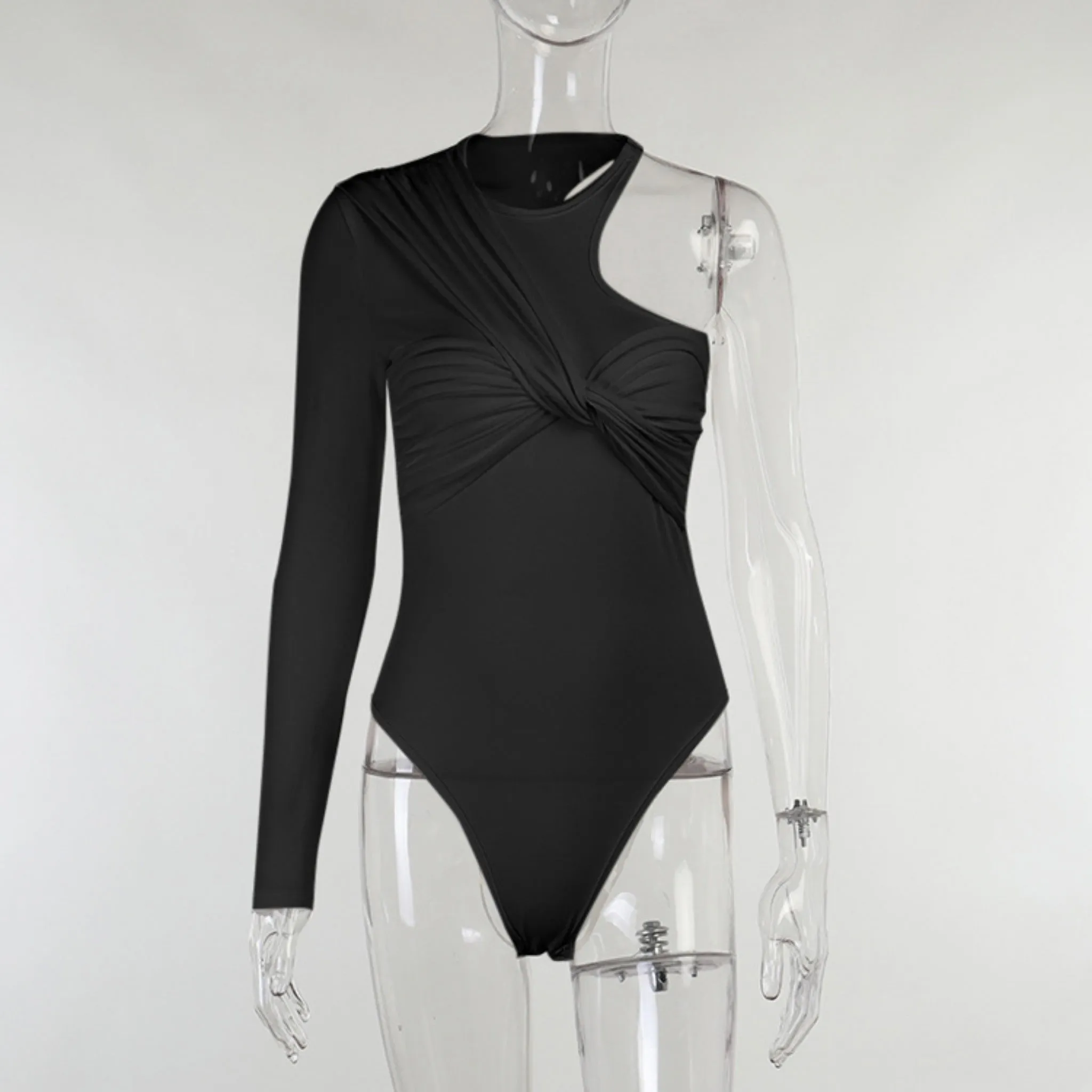 One Sleeve Ruched Bodysuit