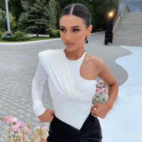 One Sleeve Ruched Bodysuit