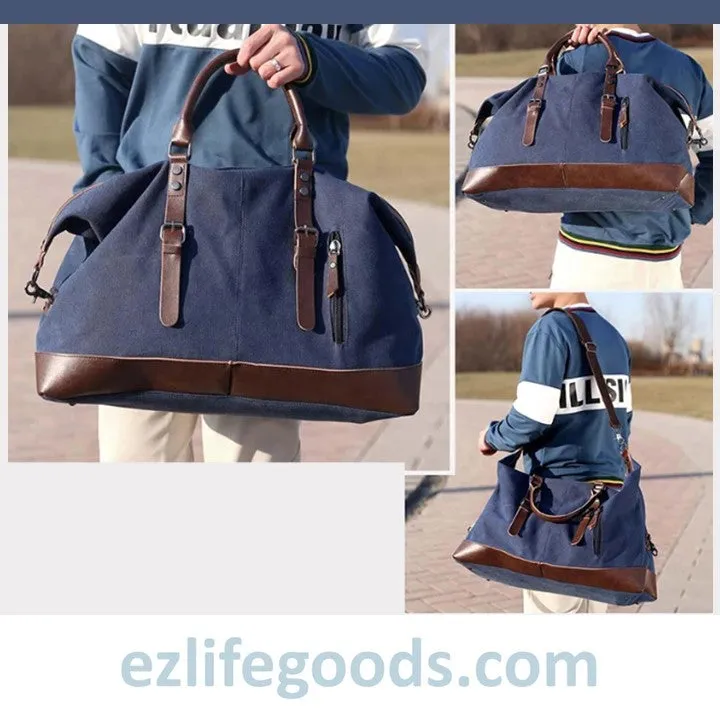 Original Canvas & Leather Travel Duffle Bag / Large Weekend Bag 54 cm