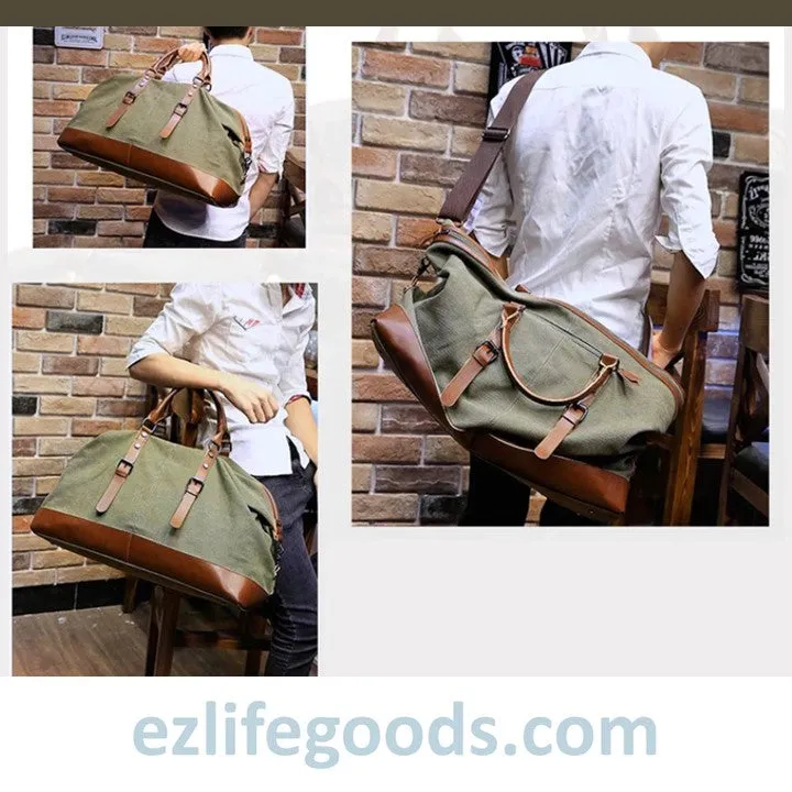 Original Canvas & Leather Travel Duffle Bag / Large Weekend Bag 54 cm