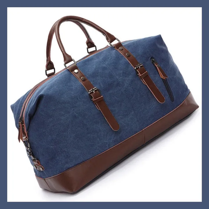 Original Canvas & Leather Travel Duffle Bag / Large Weekend Bag 54 cm