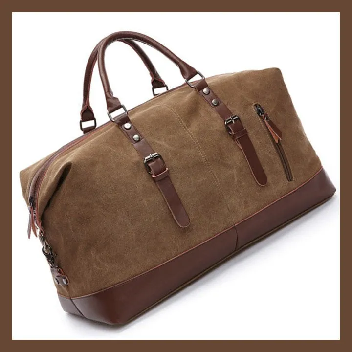 Original Canvas & Leather Travel Duffle Bag / Large Weekend Bag 54 cm