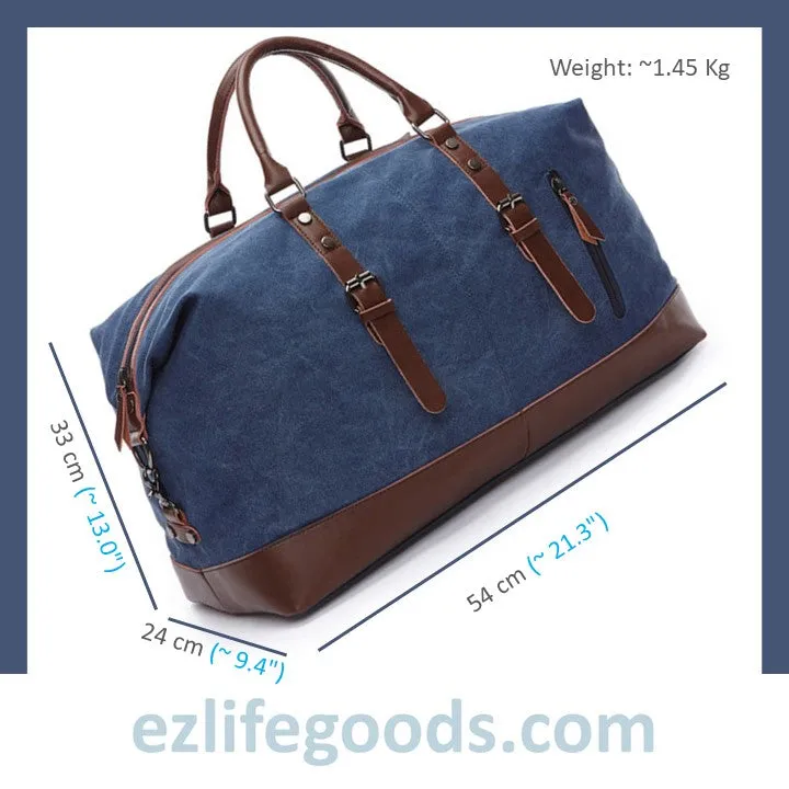 Original Canvas & Leather Travel Duffle Bag / Large Weekend Bag 54 cm