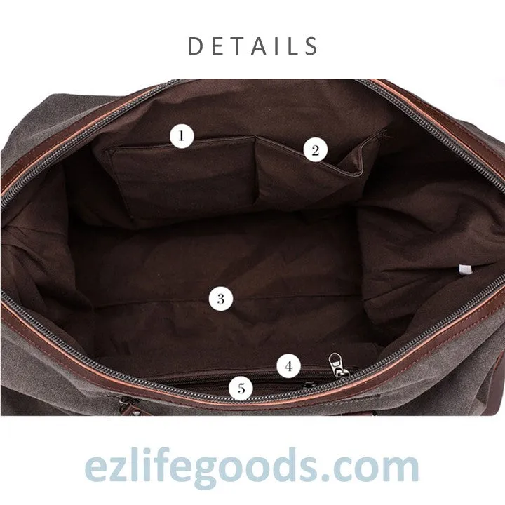 Original Canvas & Leather Travel Duffle Bag / Large Weekend Bag 54 cm