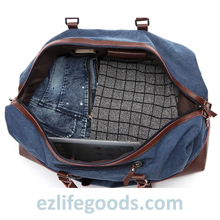 Original Canvas & Leather Travel Duffle Bag / Large Weekend Bag 54 cm