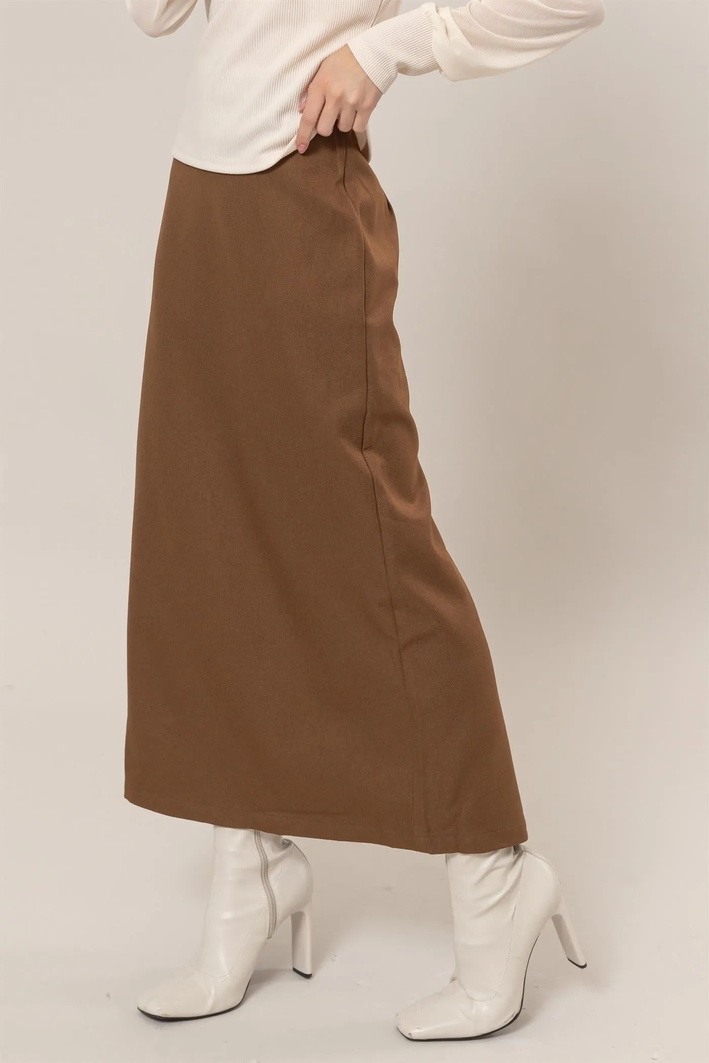 Pencil Midi Skirt in Espresso