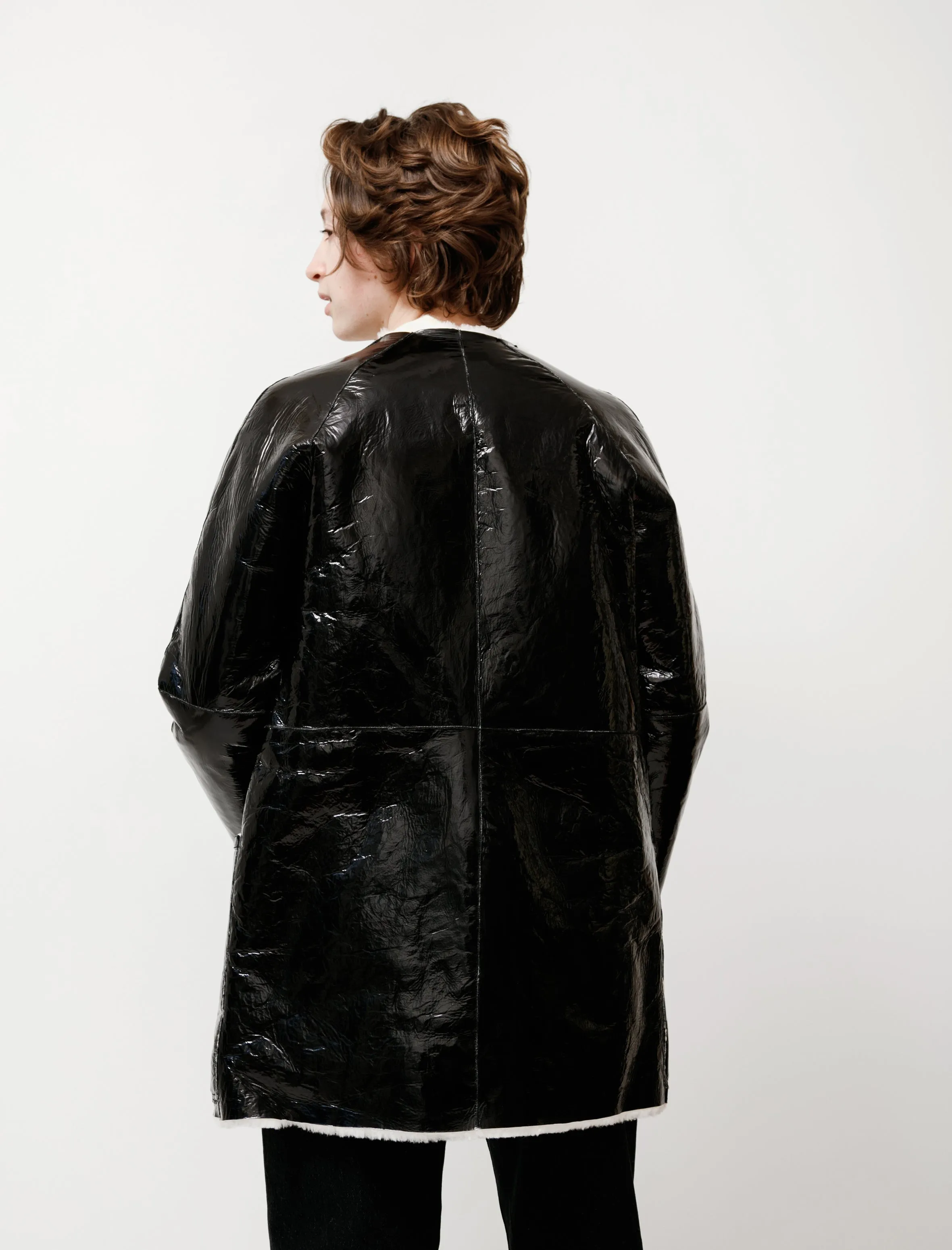 Reversible Enamel Shearling Coat