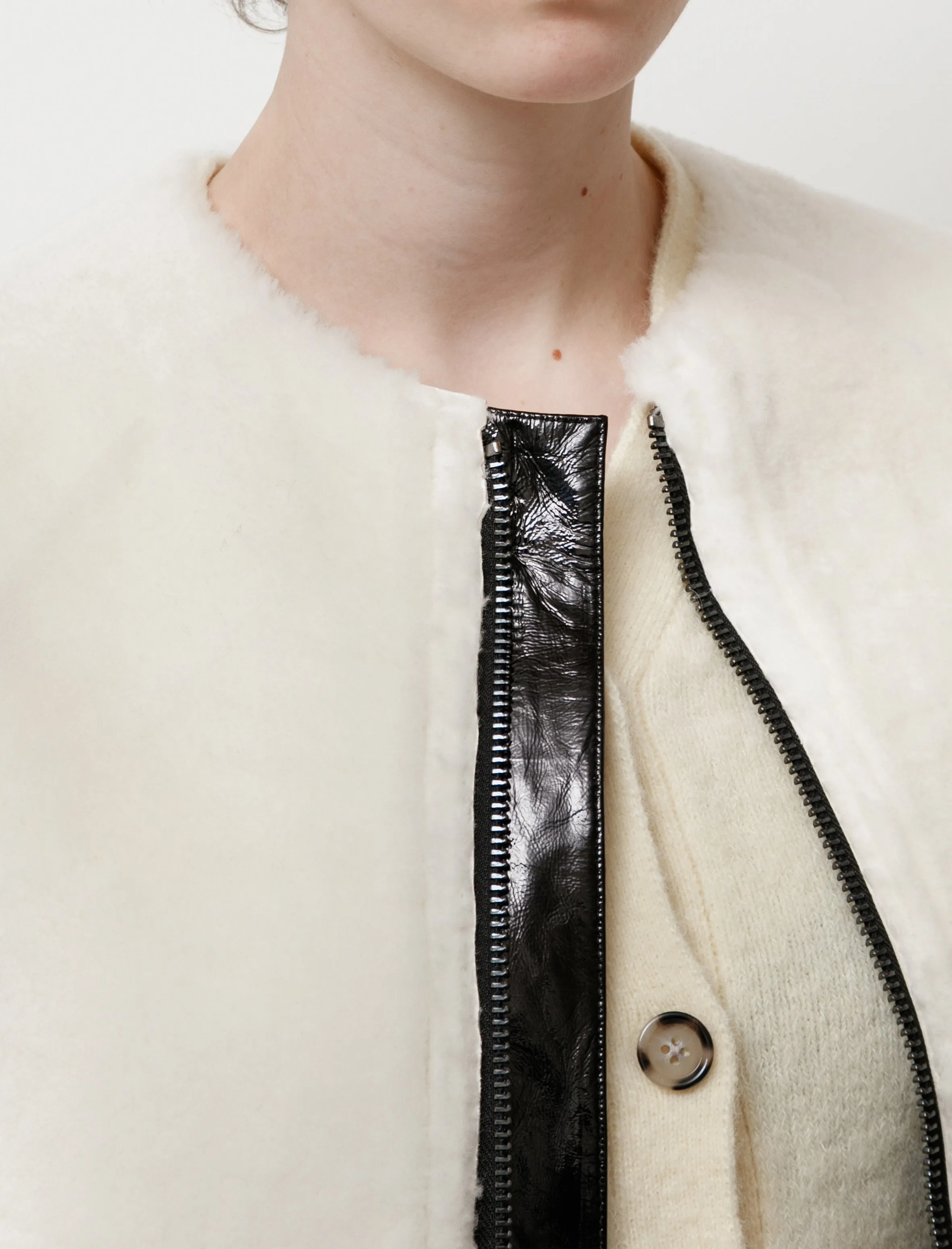 Reversible Enamel Shearling Coat