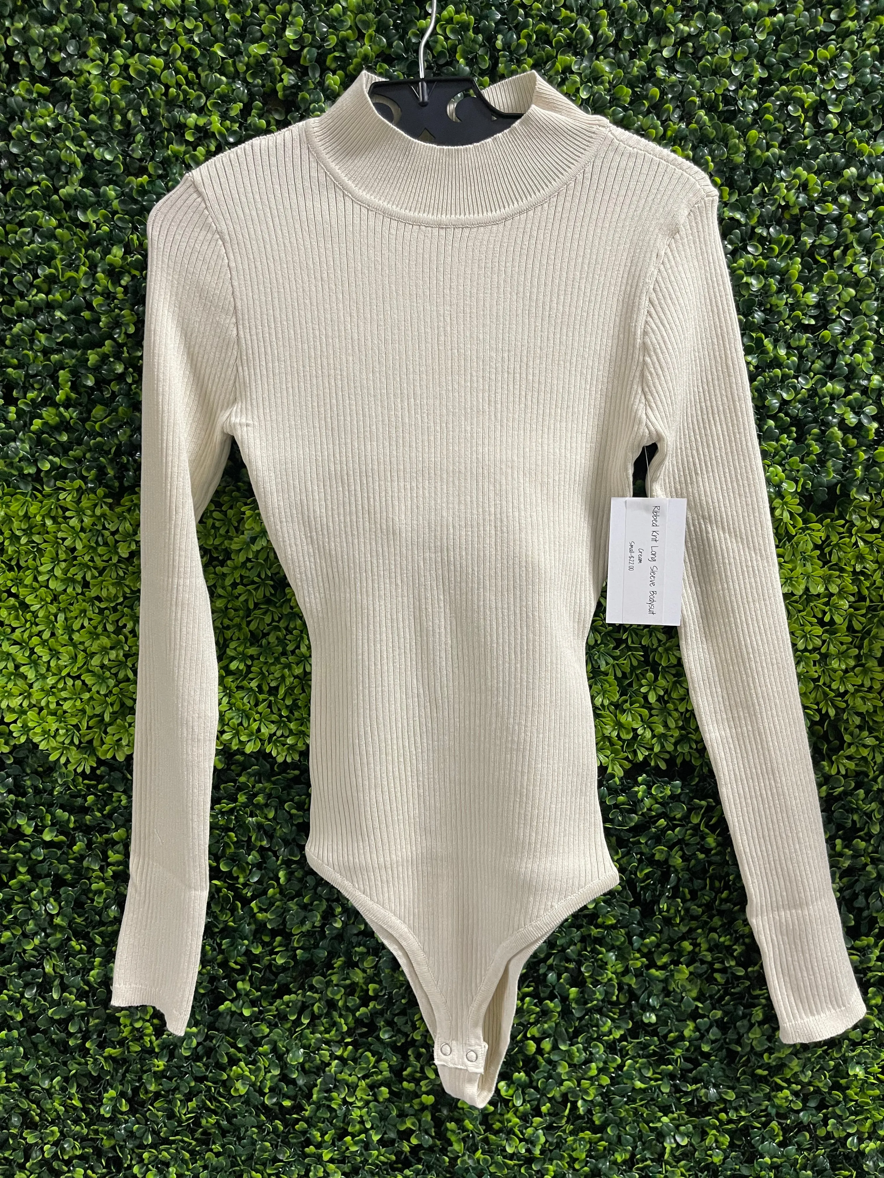 Ribbed Knit Long Sleeve Bodysuit