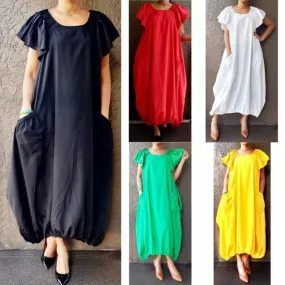 Ruffle Sleeve Balloon Maxi Dress