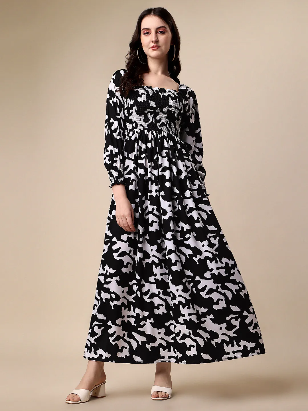Wild Monochrome Animal Print Maxi Dress
