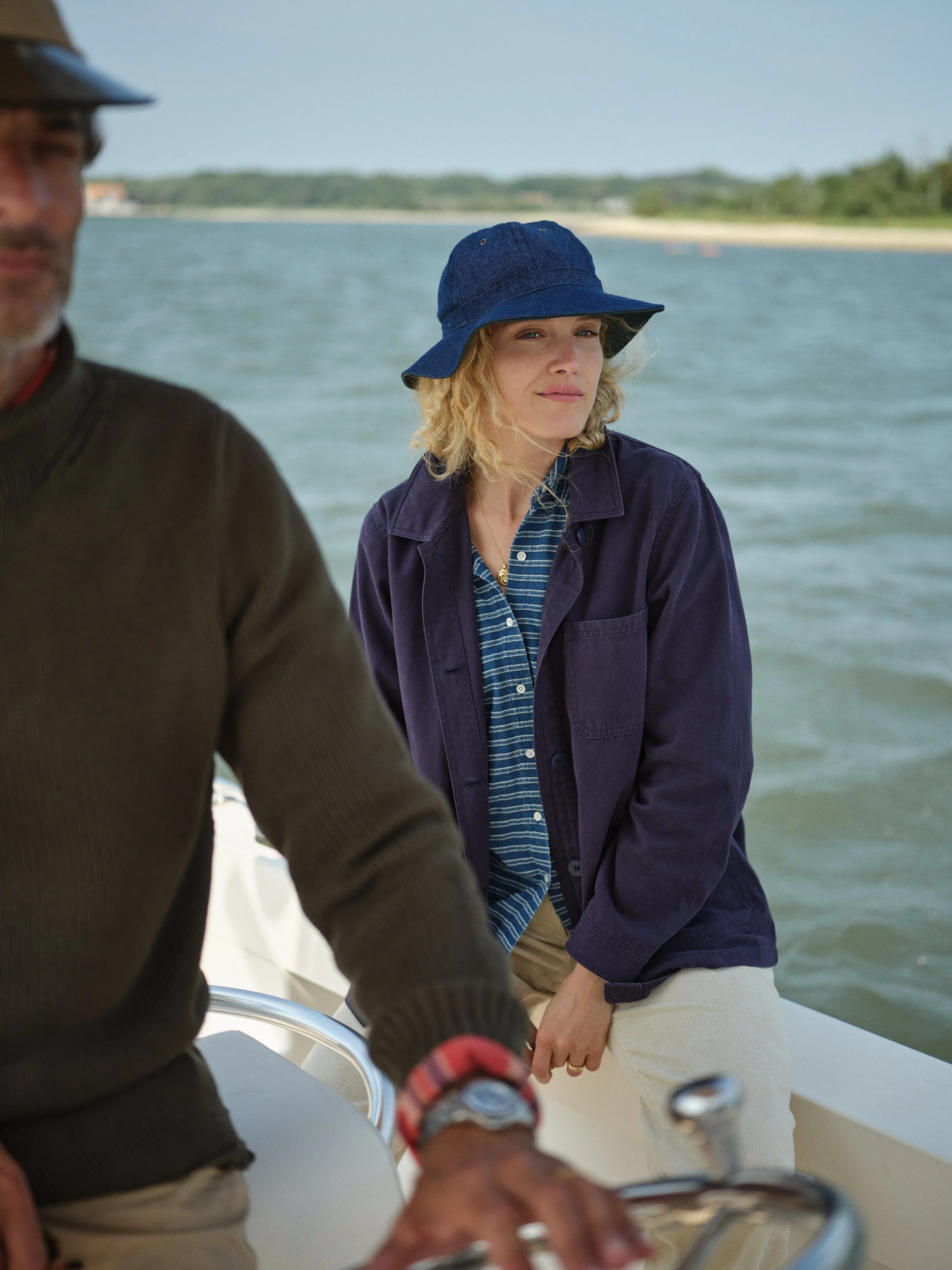 Women's French Workman’s Jacket in Navy Herringbone