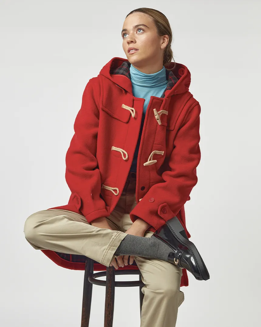 Women's Super Slim Haji Duffle Coat - Red